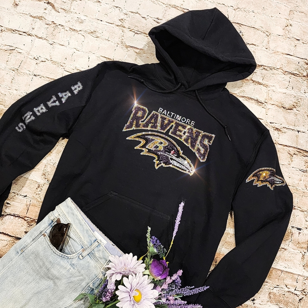 New Baltimore Ravens UNISEX Rhinestone Hoodie All Sizes - Picture 4 of 8